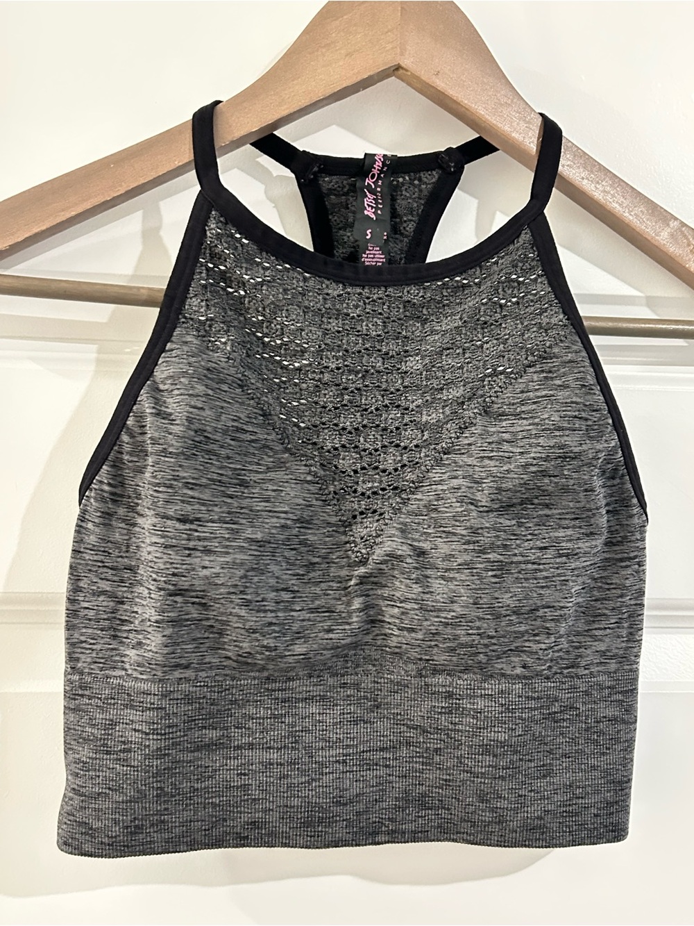 Betsey Johnson Performance Racerback Sports Bra Gray Size S